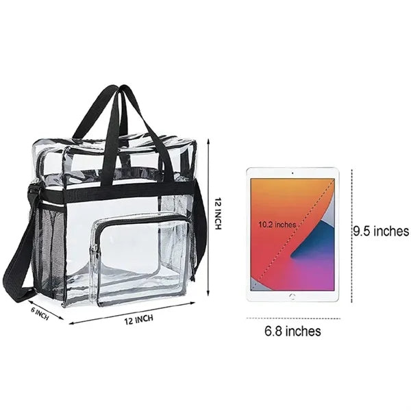 Clear Pvc Zipper Tote Bag Crossbody Adjustable Longer Strap