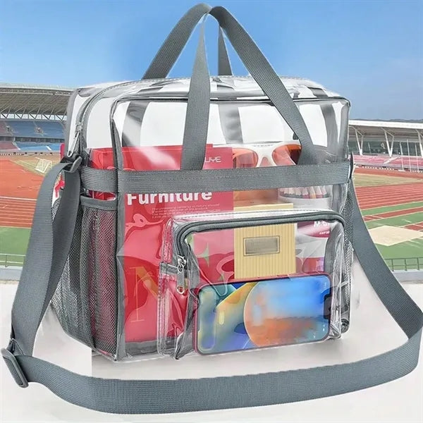 Clear Pvc Zipper Tote Bag Crossbody Adjustable Longer Strap