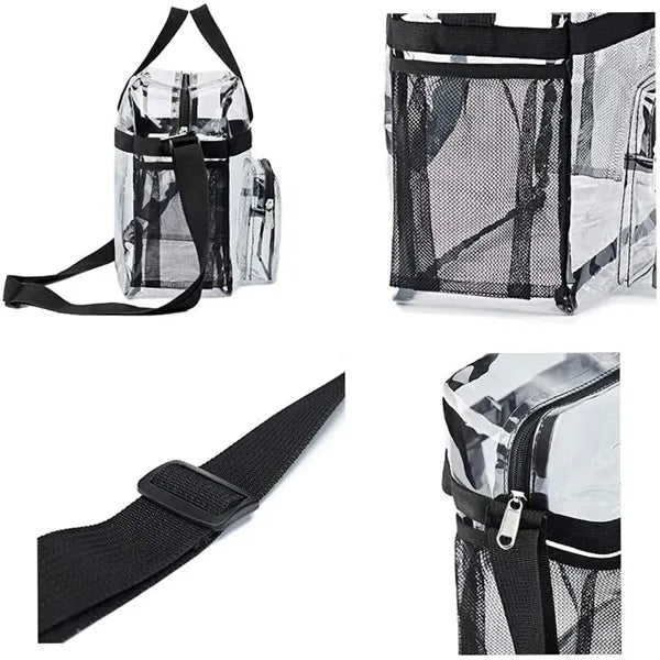 Clear Pvc Zipper Tote Bag Crossbody Adjustable Longer Strap