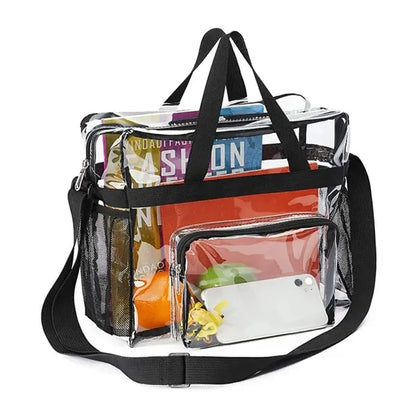 Clear Pvc Zipper Tote Bag Crossbody Adjustable Longer Strap