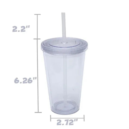 16OZ Classic Transparent Insulated Double Wall Tumbler Cup