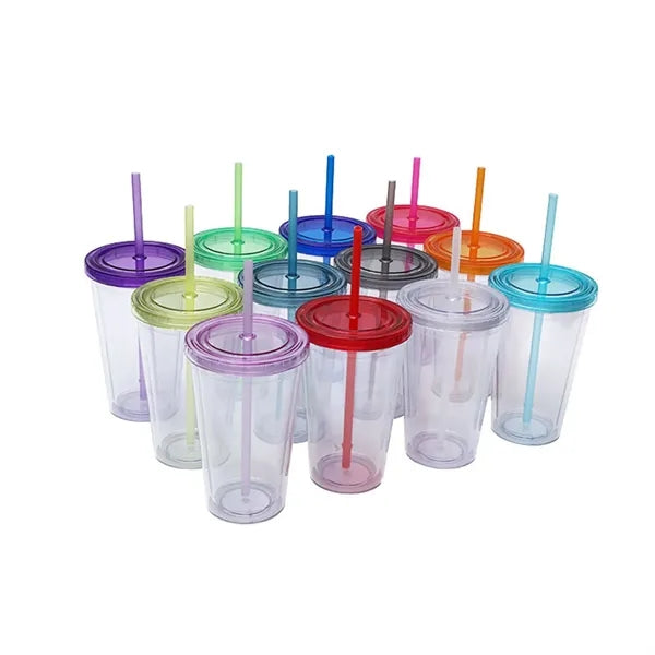 16OZ Classic Transparent Insulated Double Wall Tumbler Cup