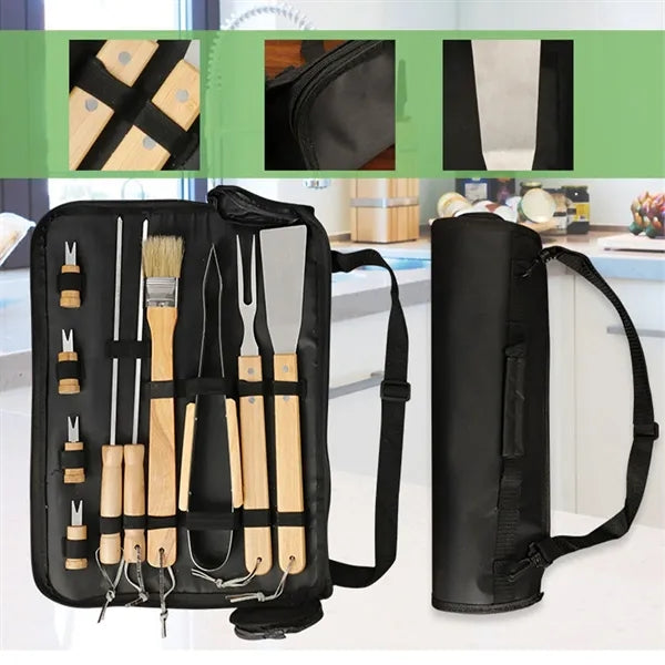 Stainless Steel BBQ Tools 10-Piece Set