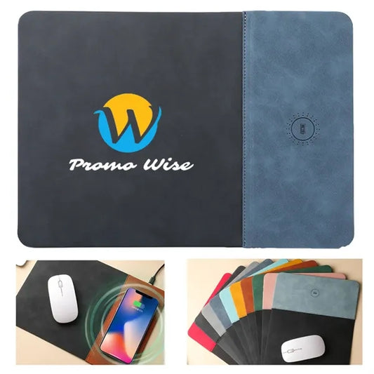 Office PU leather 15W wireless charging mouse pad