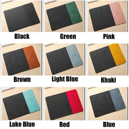 Office PU leather 15W wireless charging mouse pad