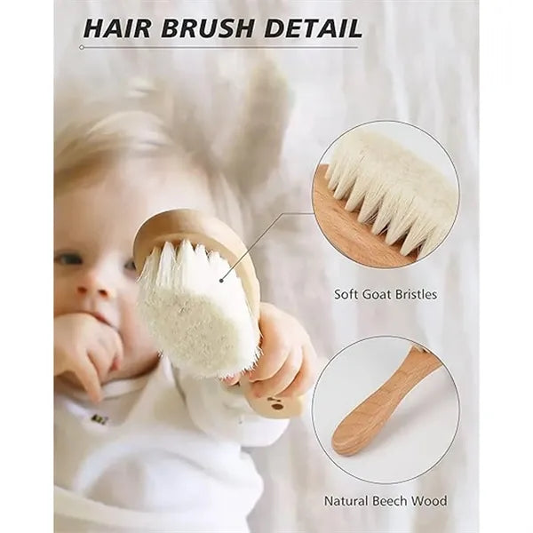 Multifunction Natural Soft Goat Hair Wooden Handle Babybrush