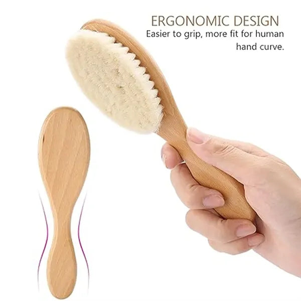 Multifunction Natural Soft Goat Hair Wooden Handle Babybrush