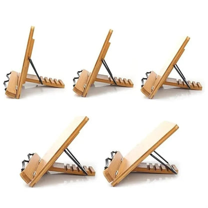 Portable Adjustable Foldable Bookstand Bamboo Book Holder