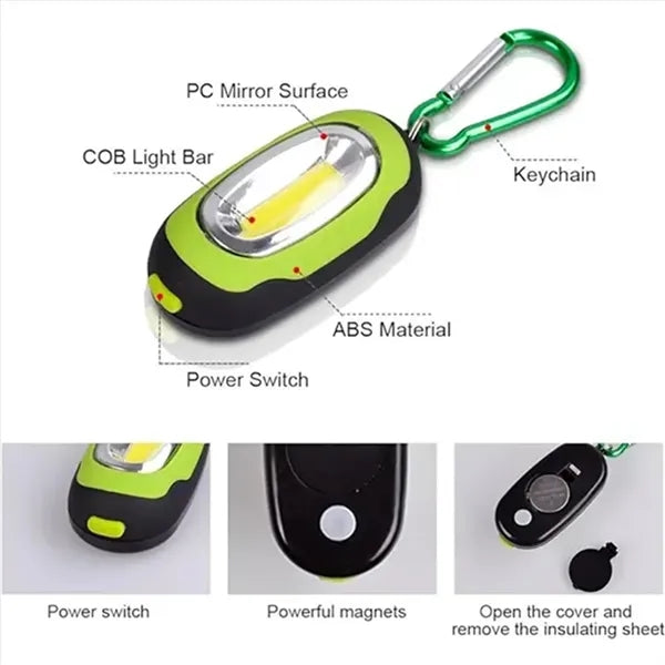 Portable Mini COB Keychain Light Flashlight with Carabiner