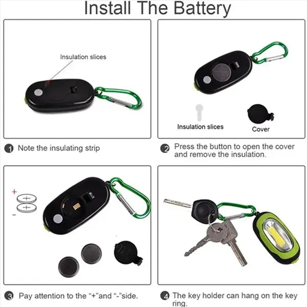 Portable Mini COB Keychain Light Flashlight with Carabiner
