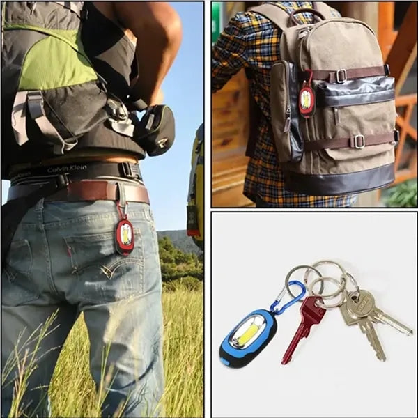 Portable Mini COB Keychain Light Flashlight with Carabiner