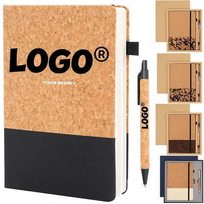 Eco Friendly Cork Gift Soft Wood Notebook Set with Pen