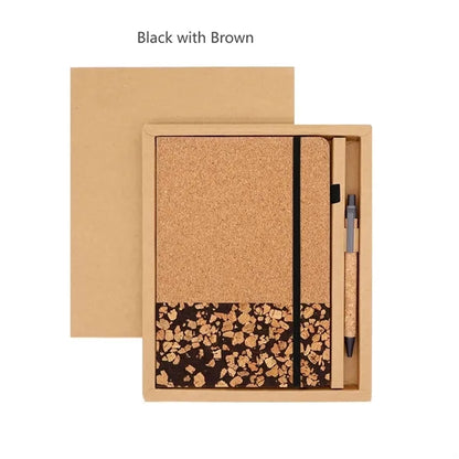 Eco Friendly Cork Gift Soft Wood Notebook Set with Pen
