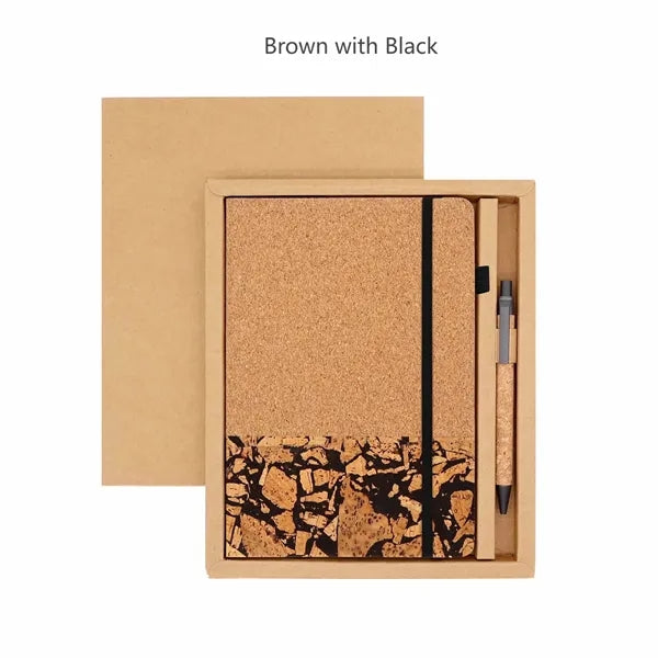 Eco Friendly Cork Gift Soft Wood Notebook Set with Pen