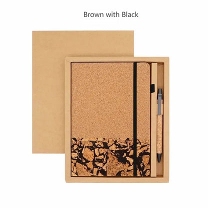 Eco Friendly Cork Gift Soft Wood Notebook Set with Pen