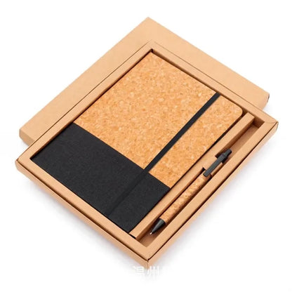 Eco Friendly Cork Gift Soft Wood Notebook Set with Pen