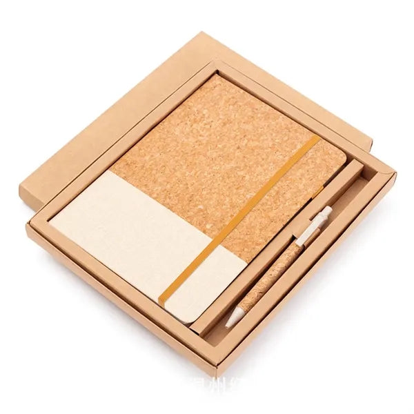 Eco Friendly Cork Gift Soft Wood Notebook Set with Pen