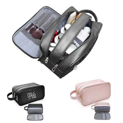 Large Capacity PU Toiletry Bag with 3 Compartments