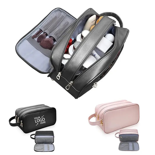 Large Capacity PU Toiletry Bag with 3 Compartments