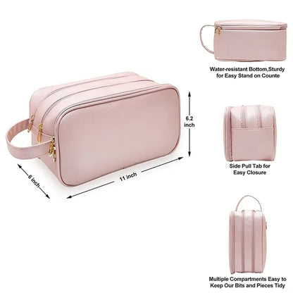 Large Capacity PU Toiletry Bag with 3 Compartments
