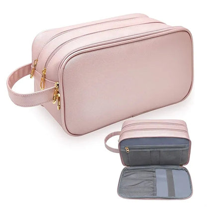 Large Capacity PU Toiletry Bag with 3 Compartments