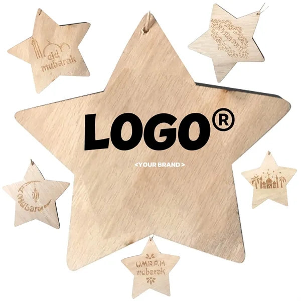 Wooden Gift Pendant With Five Pointed Star Pattern