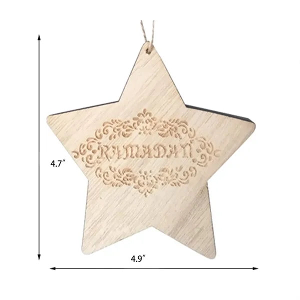 Wooden Gift Pendant With Five Pointed Star Pattern