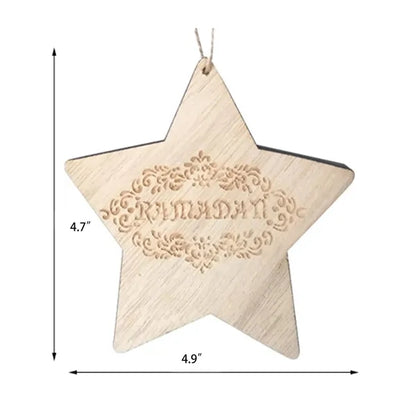 Wooden Gift Pendant With Five Pointed Star Pattern