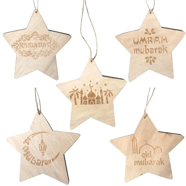 Wooden Gift Pendant With Five Pointed Star Pattern