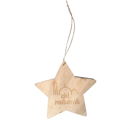 Wooden Gift Pendant With Five Pointed Star Pattern
