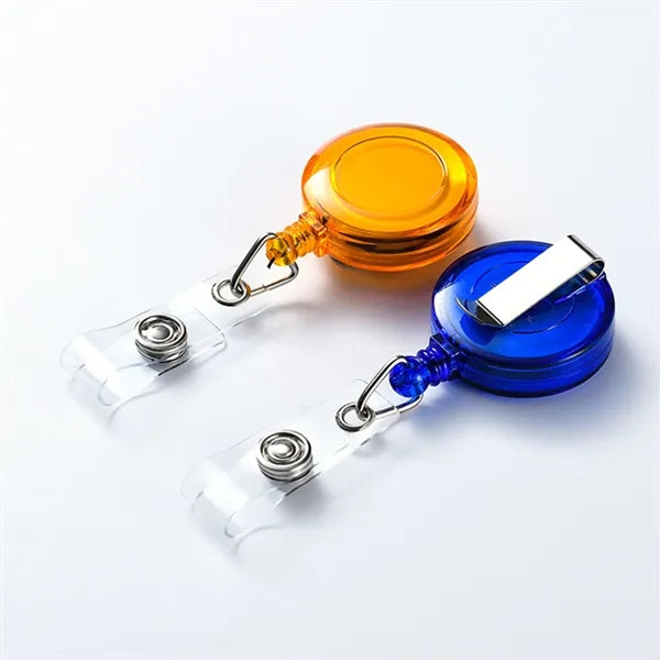 Translucent Retractable Back Buckle Badge Clip Reel Wheel