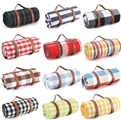 Thick Leather Strap Outdoor Picnic Camping Waterproof Mat