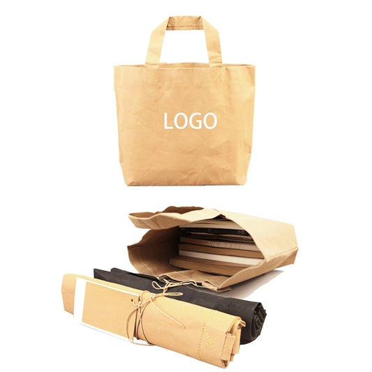 Washable Kraft Paper Fabric Tote Bag For Shopping