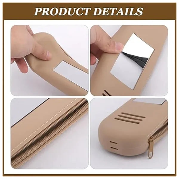Silicone Portable Makeup Brush Organizer Cosmetic Mirror
