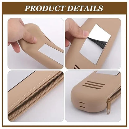 Silicone Portable Makeup Brush Organizer Cosmetic Mirror