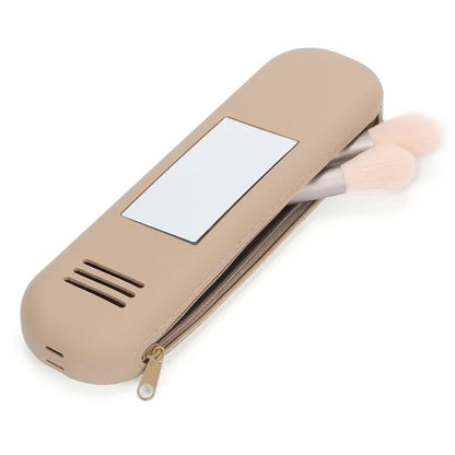 Silicone Portable Makeup Brush Organizer Cosmetic Mirror