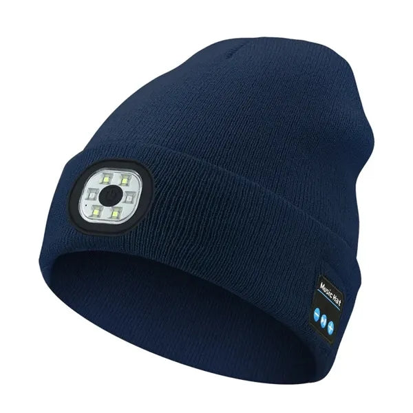 USB Rechargeable Bluetooth Beanie Hat with LED Light