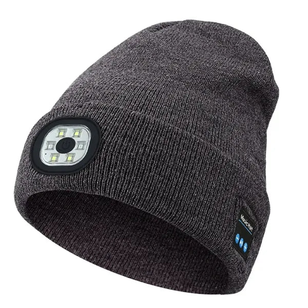 USB Rechargeable Bluetooth Beanie Hat with LED Light