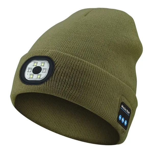 USB Rechargeable Bluetooth Beanie Hat with LED Light