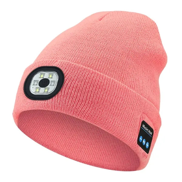 USB Rechargeable Bluetooth Beanie Hat with LED Light