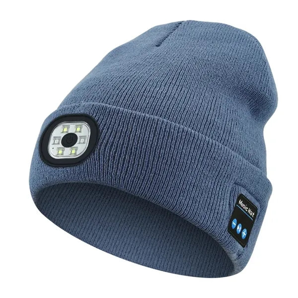 USB Rechargeable Bluetooth Beanie Hat with LED Light