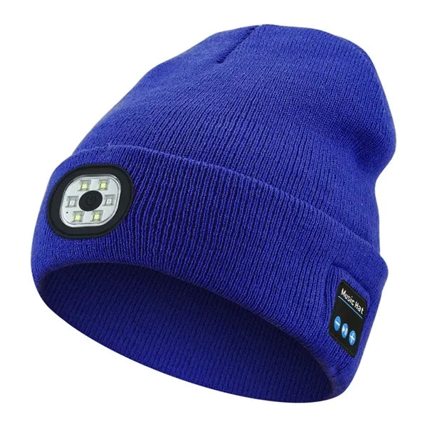 USB Rechargeable Bluetooth Beanie Hat with LED Light
