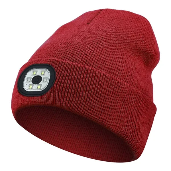 USB Rechargeable Bluetooth Beanie Hat with LED Light