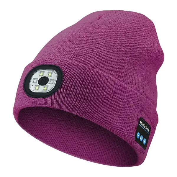 USB Rechargeable Bluetooth Beanie Hat with LED Light