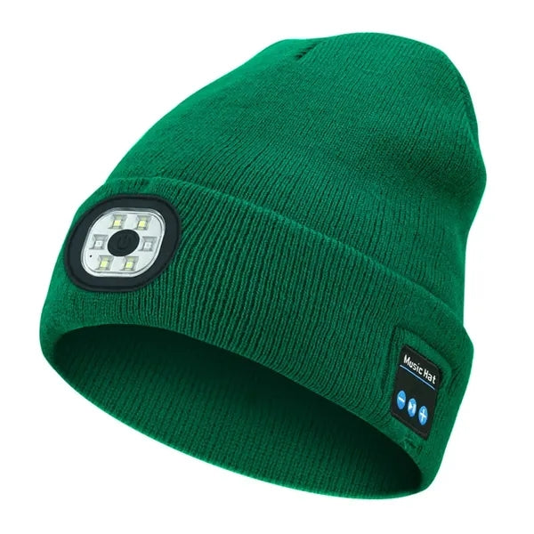 USB Rechargeable Bluetooth Beanie Hat with LED Light