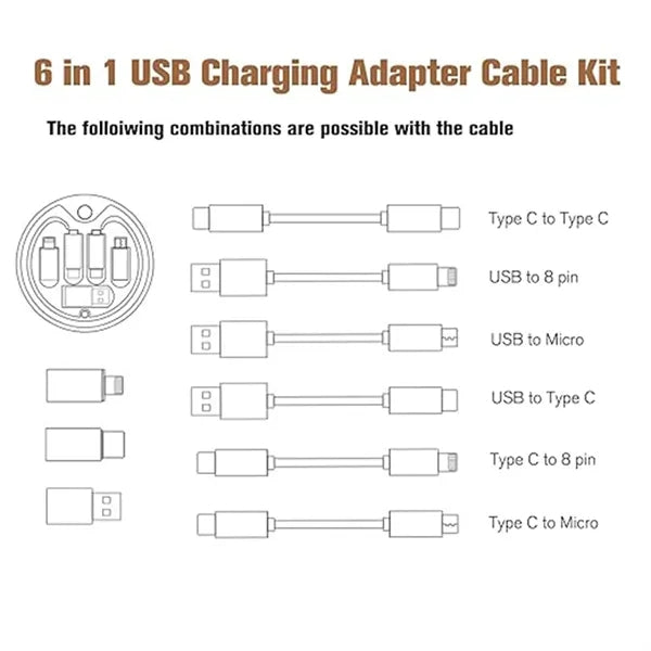Multi USB Adapter Kit Fast Charging Cable Bamboo Storage Box