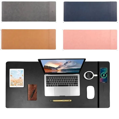PU Leather Wireless Charging Desk Pad 15W