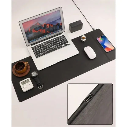 PU Leather Wireless Charging Desk Pad 15W