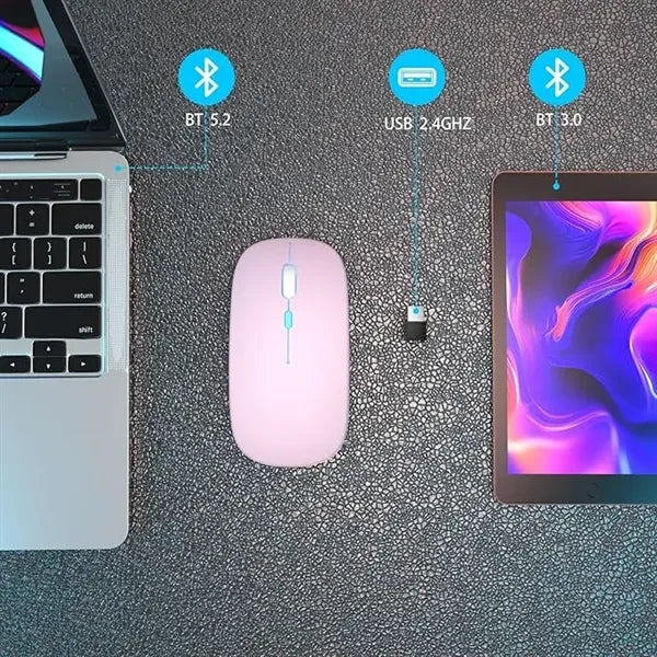 Wireless Bluetooth Mouse with BT5.2 and USB 2.4G