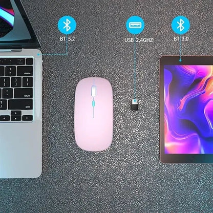 Wireless Bluetooth Mouse with BT5.2 and USB 2.4G